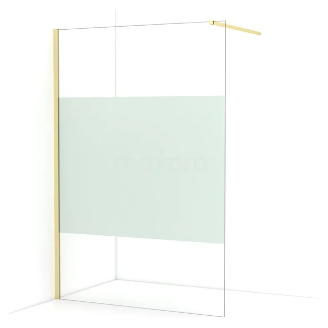 Diamond Walk-in shower | 140 cm Light gold Clear with matt strip Fixed wall IDA14113LG