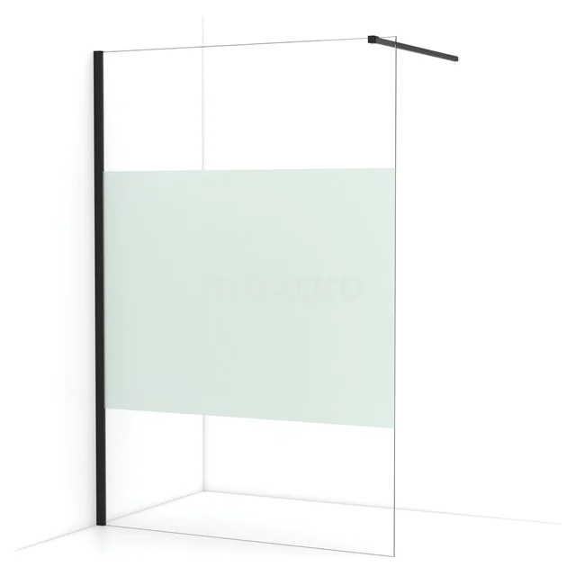 Diamond Walk-in shower | 140 cm Matte black Clear with matt strip Fixed wall IDA14113MB