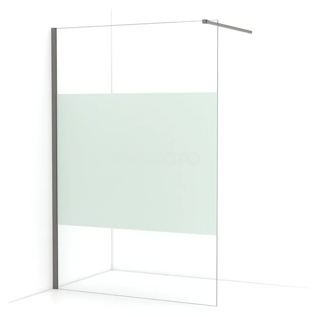 Begehbare Dusche Diamant 140cm aus klarem Sicherheitsglas mit mattem Streifen aus schwarzem Metall IDA14113ZMN Begehbare Dusche Diamant 140cm aus klarem Sicherheitsglas mit mattem Streifen aus schwarzem Metall IDA14113ZMN