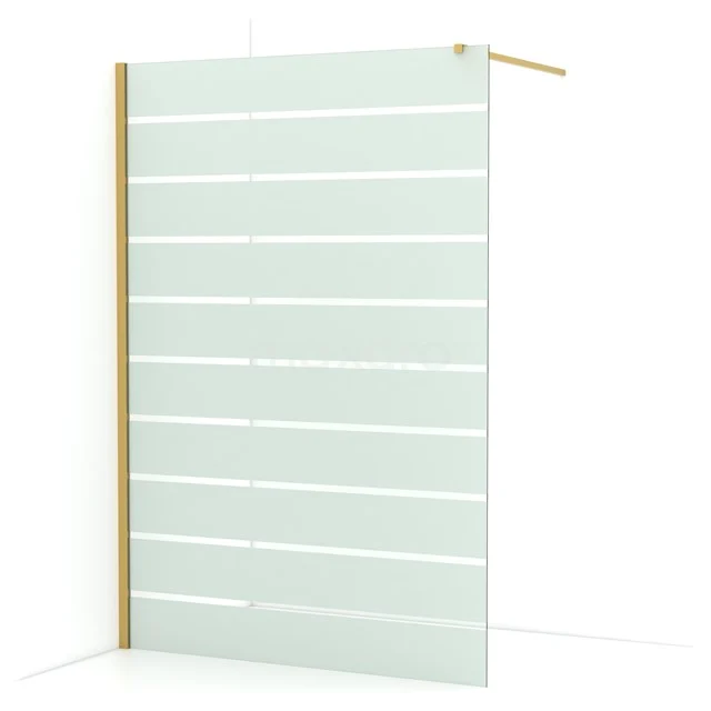 Diamond Walk-in shower | 140 cm Gold Clear with matt stripes Fixed wall IDA14116GGN