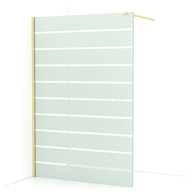 Diamond Walk-in shower | 140 cm Light gold Clear with matt stripes Fixed wall IDA14116LG