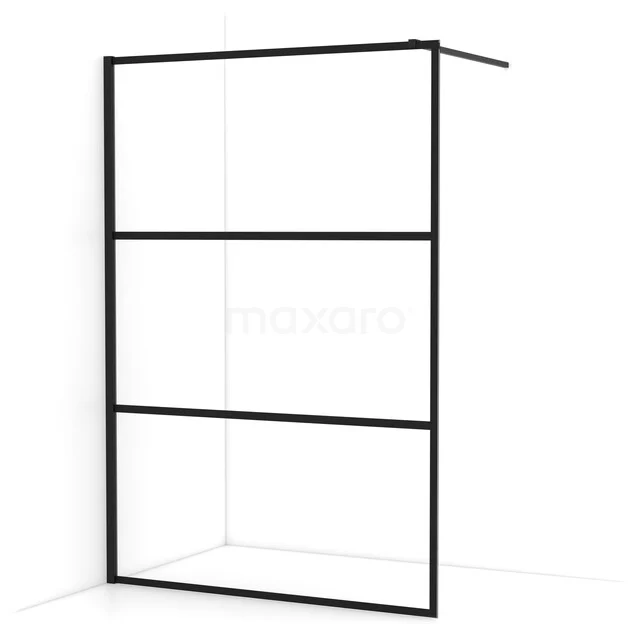 Diamond begehbare Dusche | 140 cm Matt Schwarz  Feste Wand IDA14118MB