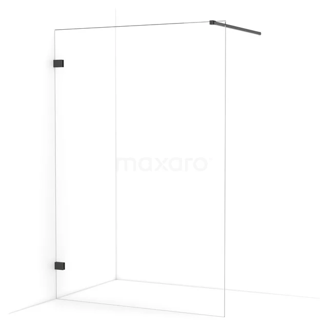 Diamond Walk-in shower | 140 cm Black chrome Clear glass Fixed wall IDA14120BC