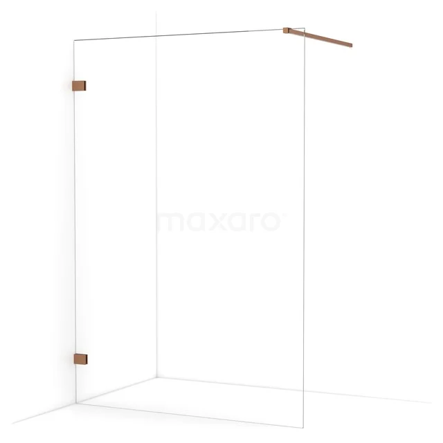 Diamond Walk-in shower | 140 cm Copper Clear glass Fixed wall IDA14120KP