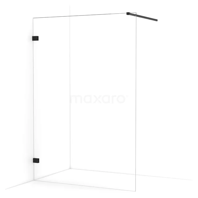 Diamond Walk-in shower | 140 cm Matte black Clear glass Fixed wall IDA14120MB