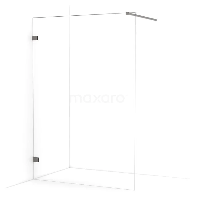 Diamond Walk-in shower | 130 cm Black metal Clear glass Fixed wall IDA13120ZM