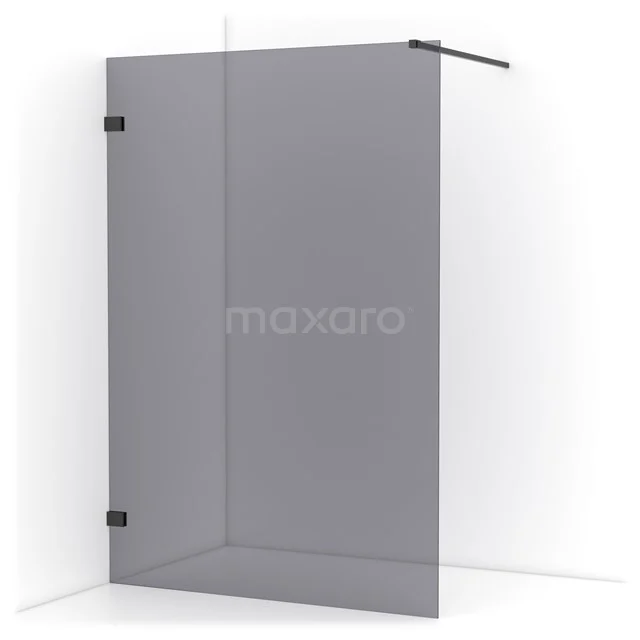 Diamond Walk-in shower | 140 cm Black chrome Smoke glass Fixed wall IDA14121BC