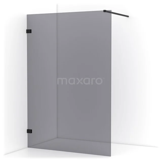 Begehbare Dusche Diamant 140cm Rauchglas Sicherheitsglas Matt Schwarz IDA14121MB