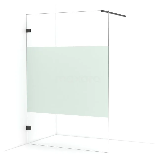 Diamond Walk-in shower | 140 cm Black chrome Clear with matt strip Fixed wall IDA14123BC
