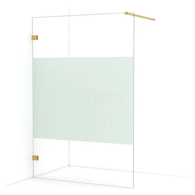 Begehbare Dusche Diamond 140cm aus klarem Sicherheitsglas mit mattem Streifen Gold IDA14123GG