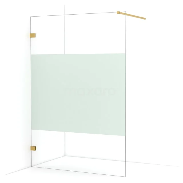 Diamond Walk-in shower | 140 cm Gold Clear with matt strip Fixed wall IDA14123GG
