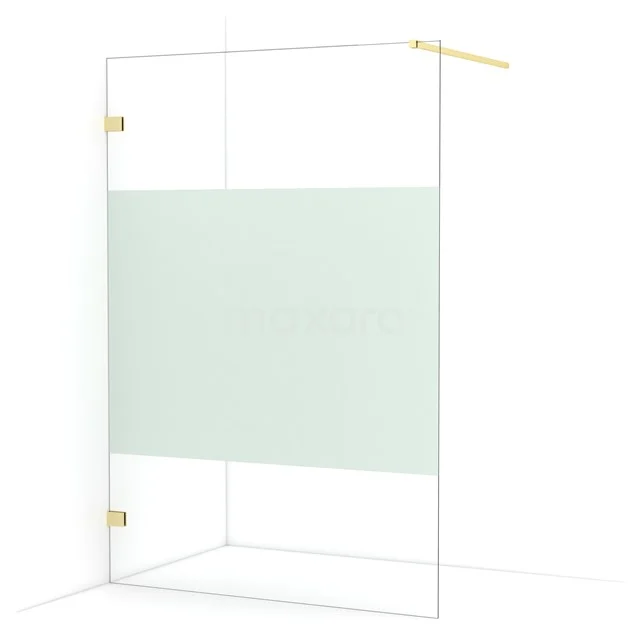 Diamond Walk-in shower | 140 cm Light gold Clear with matt strip Fixed wall IDA14123LG