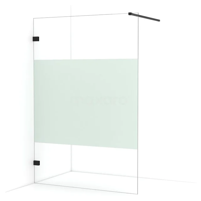 Diamond Walk-in shower | 140 cm Matte black Clear with matt strip Fixed wall IDA14123MB