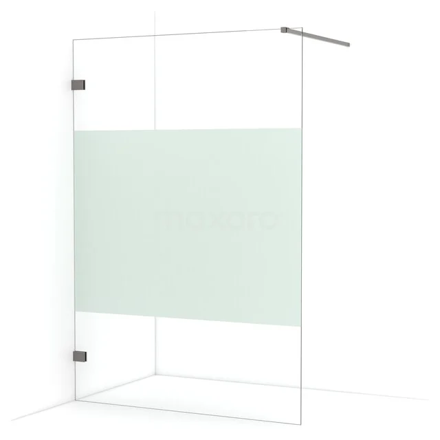 Begehbare Dusche Diamant 140cm aus klarem Sicherheitsglas mit mattem Streifen aus schwarzem Metall IDA14123ZM