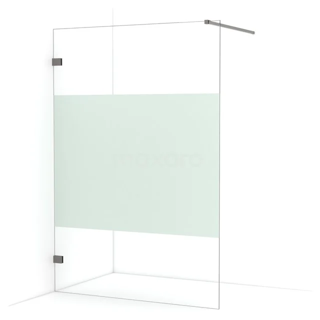 Diamond Walk-in shower | 140 cm Black metal Clear with matt strip Fixed wall IDA14123ZM