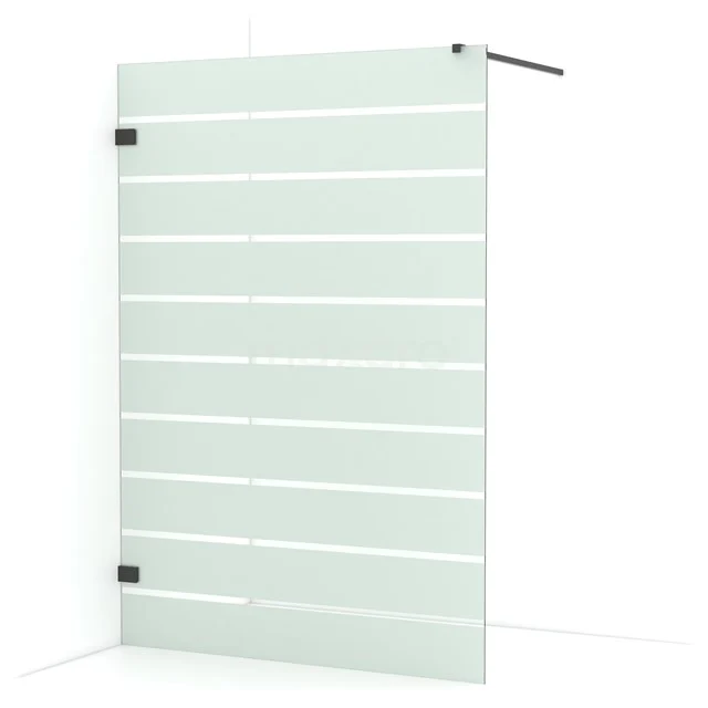 Diamond Walk-in shower | 140 cm Black chrome Clear with matt stripes Fixed wall IDA14126BC