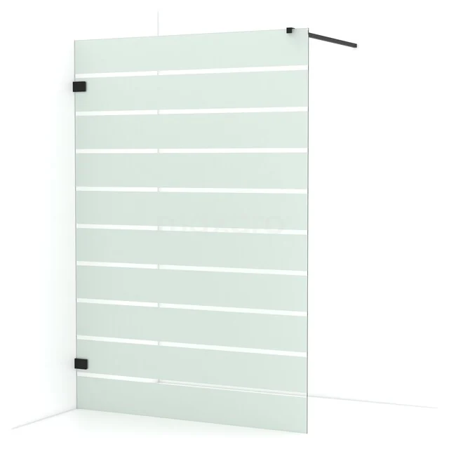 Begehbare Dusche Diamond 140cm aus klarem Sicherheitsglas mit matten Streifen Matt Schwarz IDA14126MB