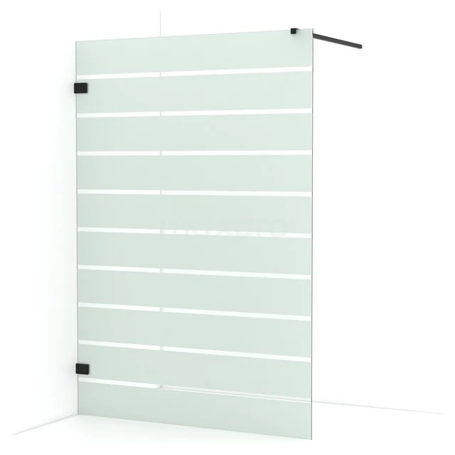 Diamond Walk-in shower | 140 cm Matte black Clear with matt stripes Fixed wall IDA14126MB
