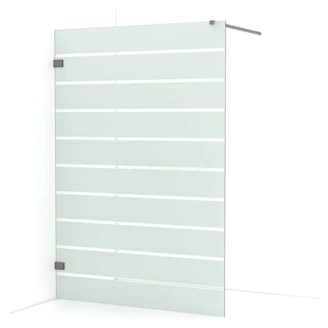 Diamond Walk-in shower | 140 cm Black metal Clear with matt stripes Fixed wall IDA14126ZM