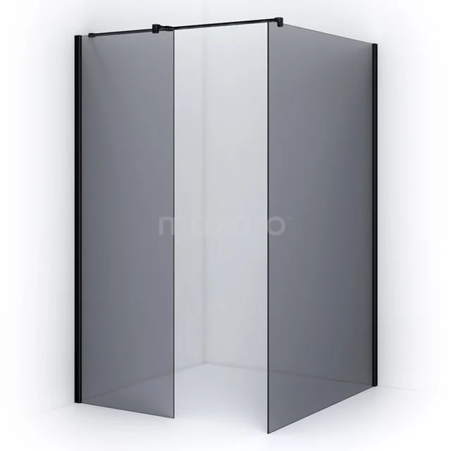 Schwarze Ecke-Duschwand mit Klarglas und Matt Schwarz Profilen, perfekt für eine moderne Badezimmer Einrichtung.