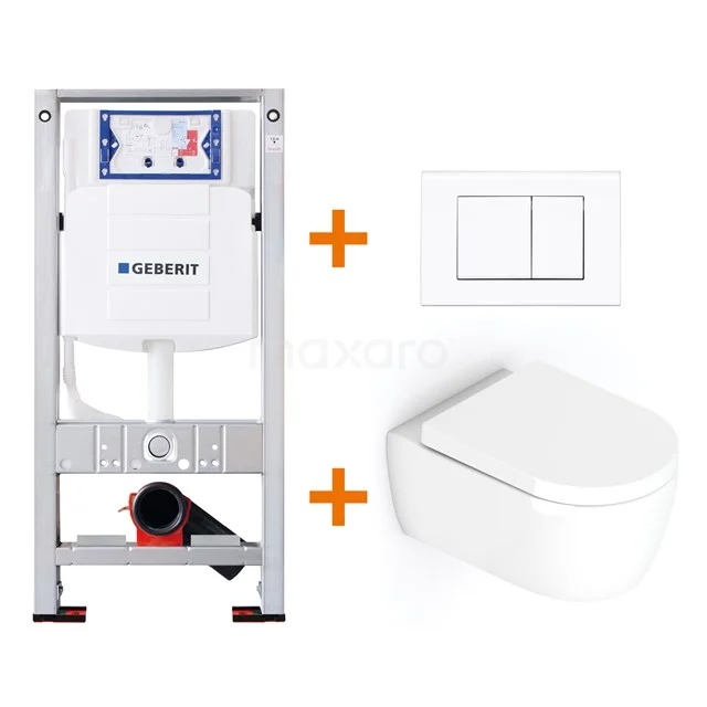 Toilet set Gloss white with Easy clean + Geberit UP320 concealed cistern TOI007