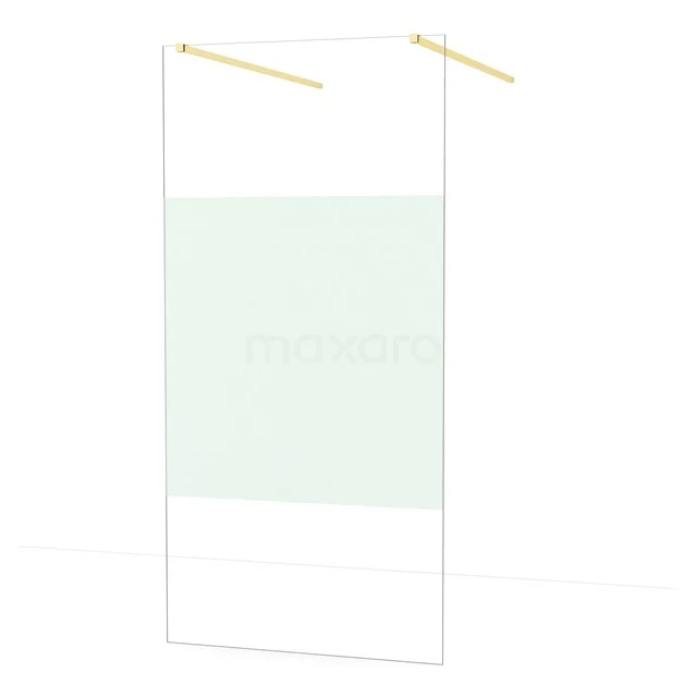 Diamond Walk-in shower | 100 cm Light gold Clear with matt strip Free-standing wall IDF1083LG