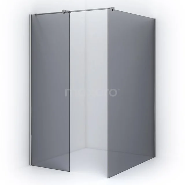 Pearl begehbare Dusche | 140x80 cm Chrom 2 feste Wände IPB0814401CN Duschwandset mit Matt Schwarz Profilen und Klarglas, ideal für ein modernes Badezimmer.