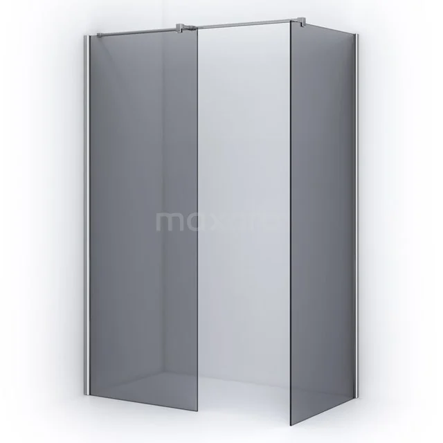 Glass corner shower enclosure with matt black aluminium profiles, sleek design for a modern bathroom.