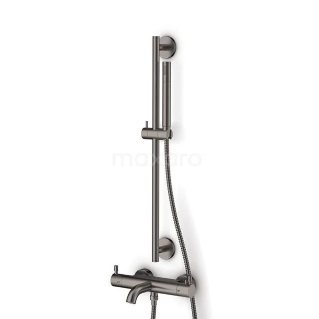 Edelstahl-Duscharmatur mit Gleitschiene, gebürstete Nickel-Oberfläche, modernes Design für ein stilvolles Badezimmer.