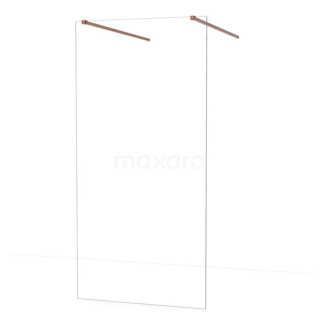 Freistehende begehbare Dusche Diamant 100cm 8mm klares Sicherheitsglas Kupfer IDF1080KP