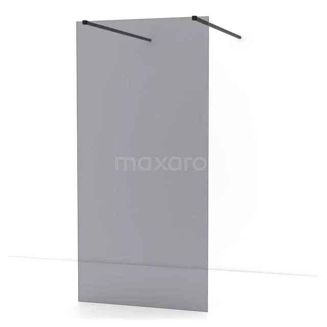 Freistehende begehbare Dusche Diamant 100cm 8mm Rauchglas Sicherheitsglas Matt Schwarz IDF1081MB