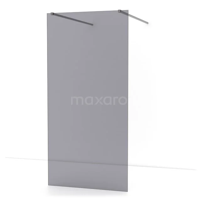 Diamond Walk-in shower | 100 cm Black metal Smoke glass Free-standing wall IDF1081ZM