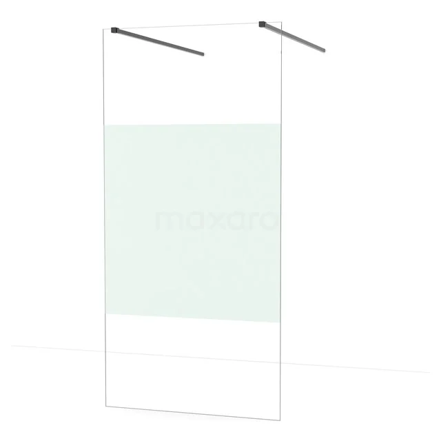 Diamond Walk-in shower | 100 cm Black chrome Clear with matt strip Free-standing wall IDF1083BC