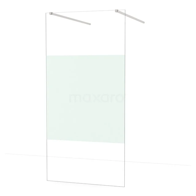 Freistehende begehbare Dusche Diamant 100cm 8mm klares Sicherheitsglas mit mattem Streifen gebürstetem Edelstahl IDF1083BR