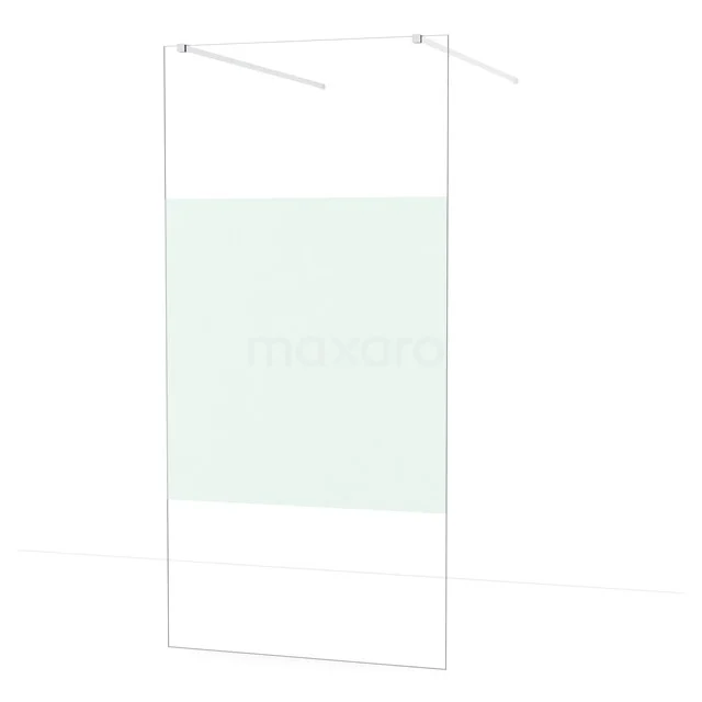 Freistehende begehbare Dusche Diamant 100cm 8mm klares Sicherheitsglas mit mattem Streifen Chrom IDF1083C