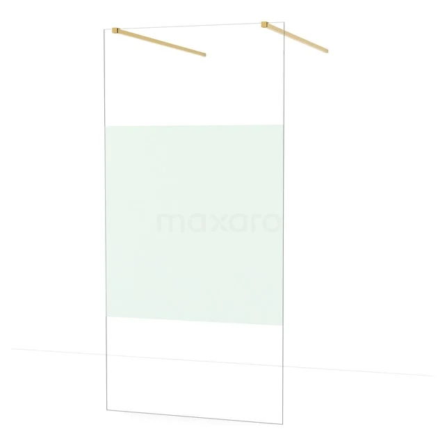 Freistehende begehbare Dusche Diamant 100cm 8mm klares Sicherheitsglas mit mattem Streifen Gold IDF1083GG