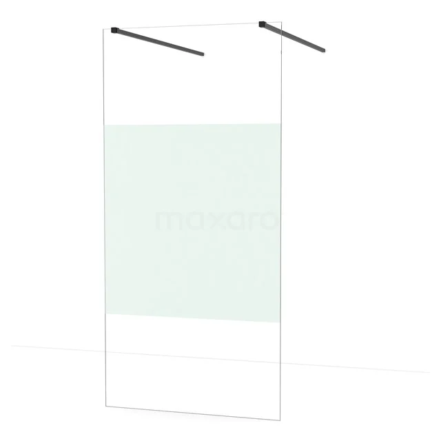 Diamond Walk-in shower | 100 cm Matte black Clear with matt strip Free-standing wall IDF1083MB