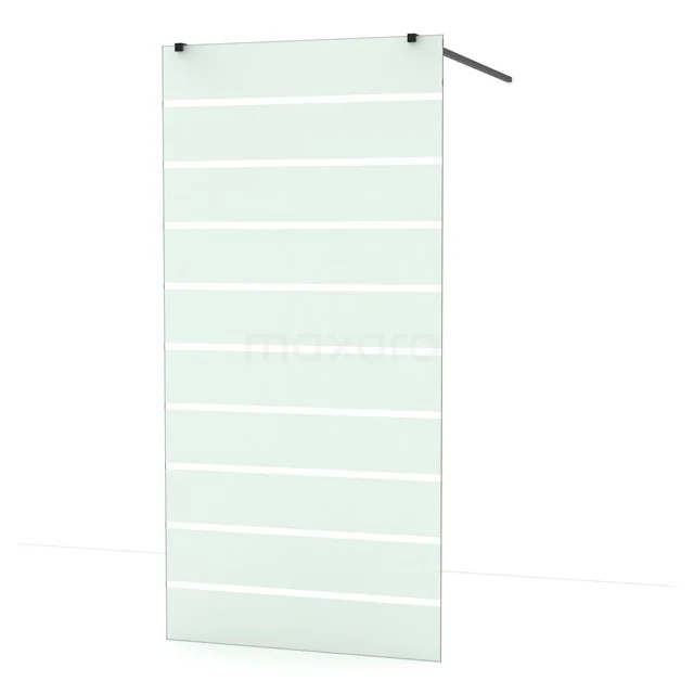 Diamond Walk-in shower | 100 cm Matte black Clear with matt stripes Free-standing wall IDF1086MB