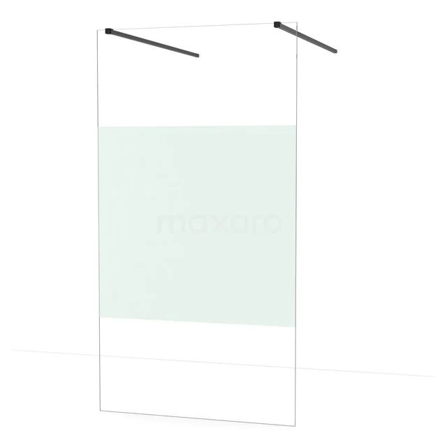 Diamond Walk-in shower | 110 cm Matte black Clear with matt strip Free-standing wall IDF1183MB