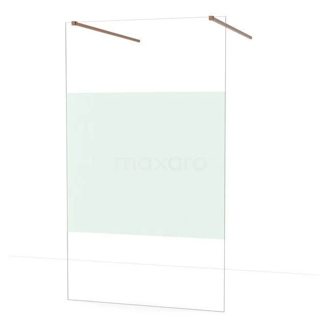 Freistehende begehbare Dusche Diamant 120cm 8mm klares Sicherheitsglas mit mattem Streifen Kupfer IDF1283KP