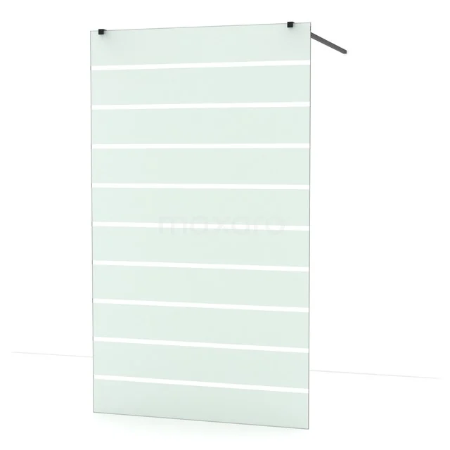 Diamond Walk-in shower | 120 cm Matte black Clear with matt stripes Free-standing wall IDF1286MB