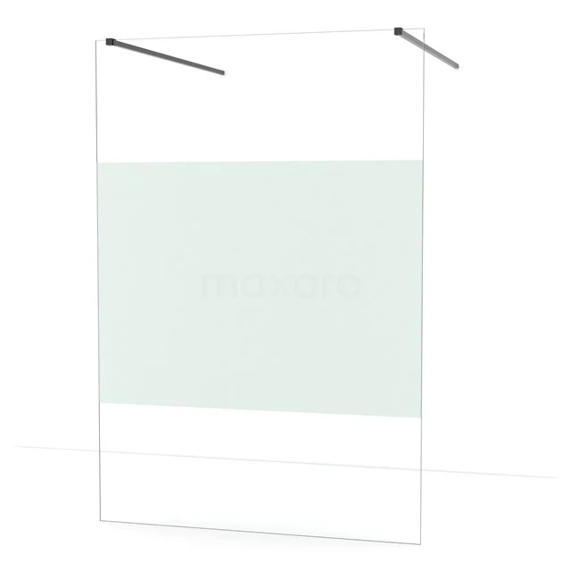 Freistehende begehbare Dusche Diamant 140cm 8mm klares Sicherheitsglas mit mattem Streifen Schwarzchrom IDF1483BC Freistehende begehbare Dusche Diamant 140cm 8mm klares Sicherheitsglas mit mattem Streifen Schwarzchrom IDF1483BC