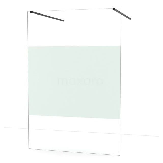 Diamond Walk-in shower | 140 cm Matte black Clear with matt strip Free-standing wall IDF1483MB