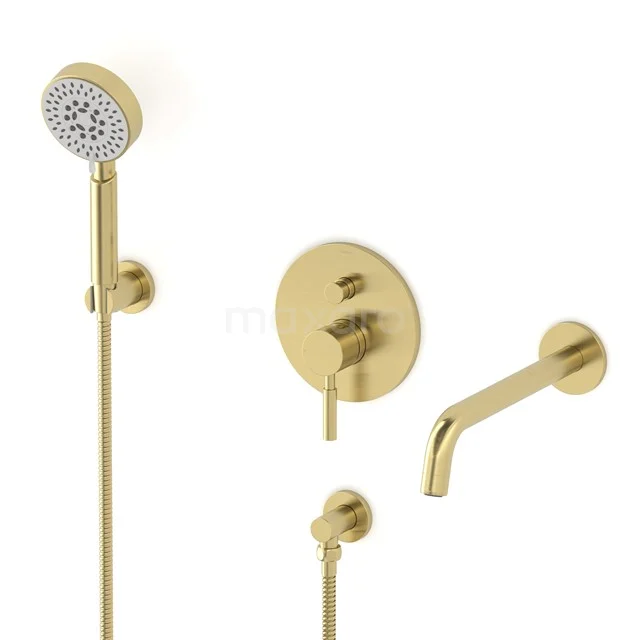 Radius Wanneneinbau-Mischbatterie-Set | Hellgold | Einhebelmischer mit Handbrause 5 Positionen CIL55-00024