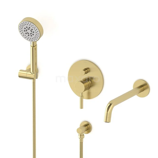 Radius Built-in bath mixer set | Light gold | Single lever mixer tap with handheld shower 5 positions CIL55-00027