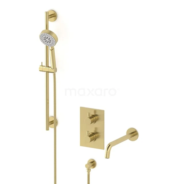 Radius Built-in bath mixer set | Light gold | Thermostatic mixer with handheld shower 5 positions CIL55-00029
