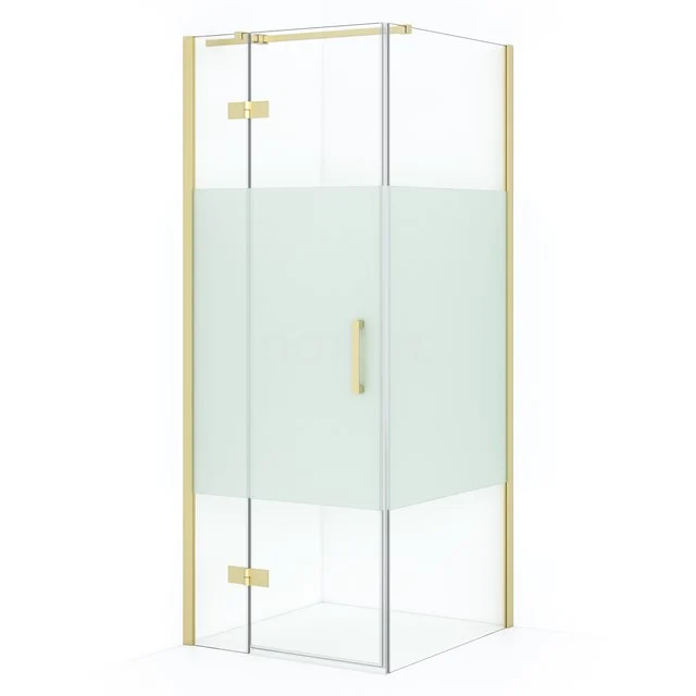 Diamond Shower enclosure | 80x80 cm Light gold Clear with matt strip Pivot door Square CDB213508313LG