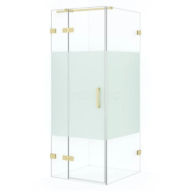 Diamond Shower enclosure | 80x80 cm Light gold Clear with matt strip Pivot door Square CDB213508323LG