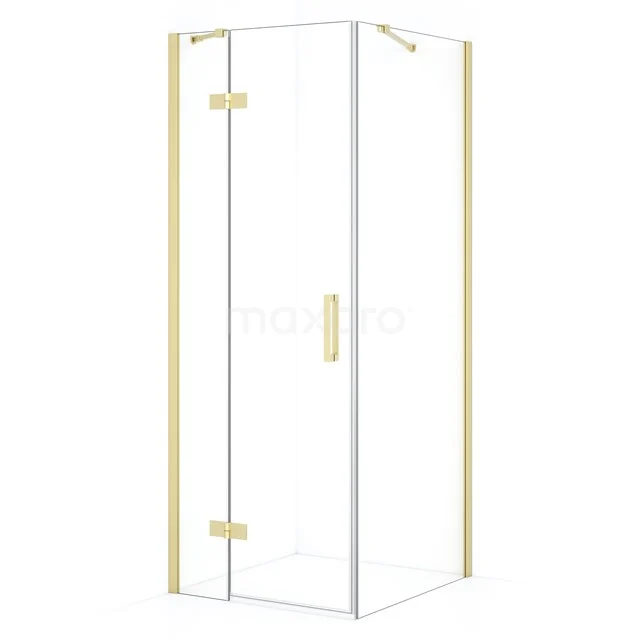 Diamond Shower enclosure | 80x80 cm Light gold Clear glass Pivot door Square CDB213508410LG