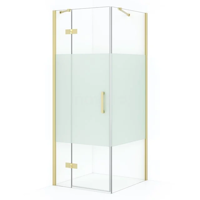 Diamond Shower enclosure | 80x80 cm Light gold Clear with matt strip Pivot door Square CDB213508413LG